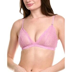 On Gossamer Luxe Lace Bralette Women's L Pink Mesh Back Wings Hook & Eye Closure